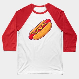 Hotdog Cartoon Illustration Baseball T-Shirt